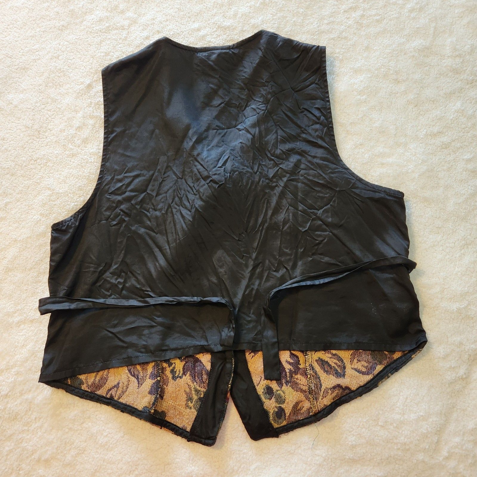 Vintage 90s White Stag Womens Xl Floral Leaves Fruit Tapestry V Neck Vest — image 6 of 8